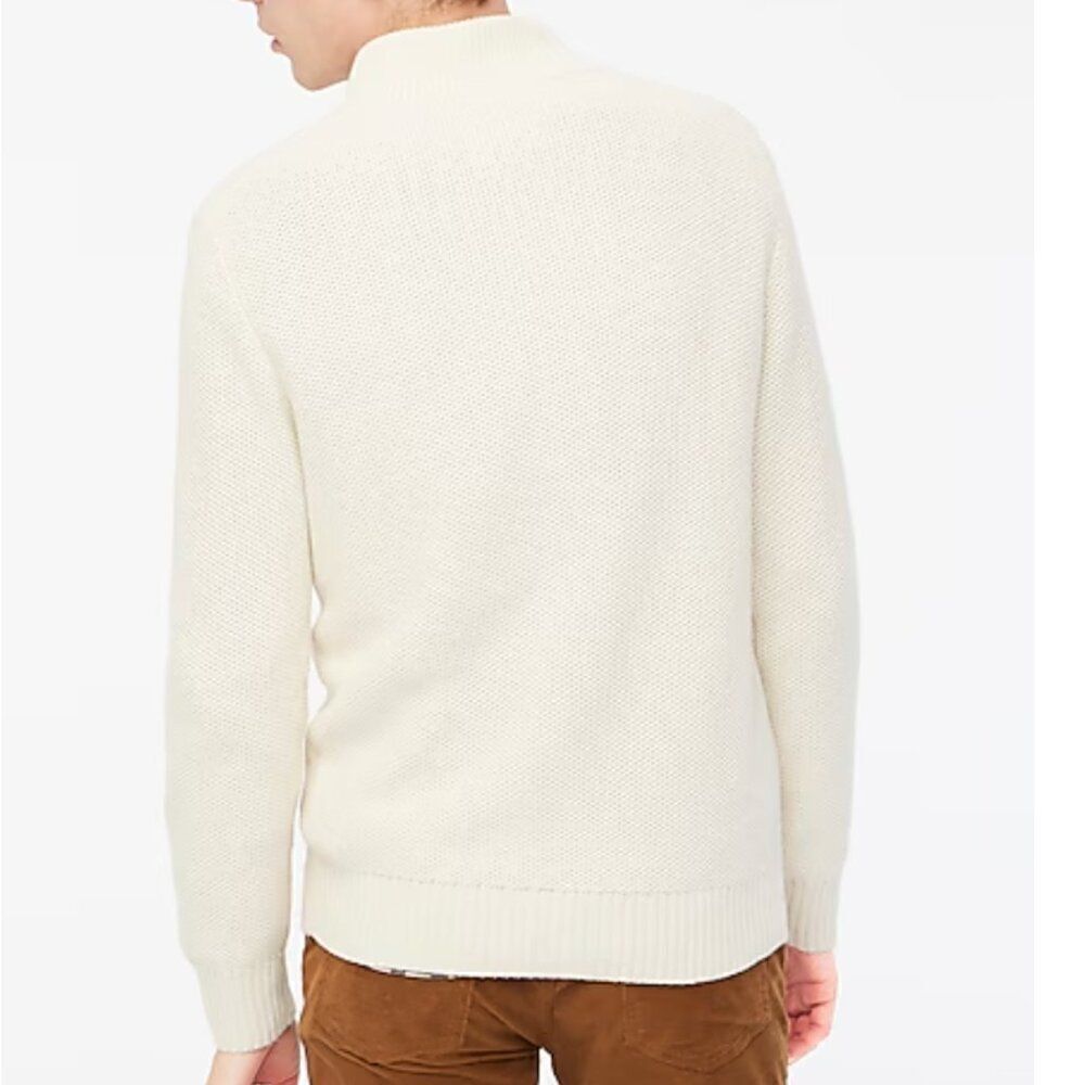 J. Crew Factory ca561 Cotton honeycomb knit half-zip in natural NWT size medium - Picture 3 of 10
